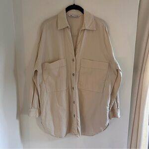 Zara Ecru Oversized Shirt Jacket